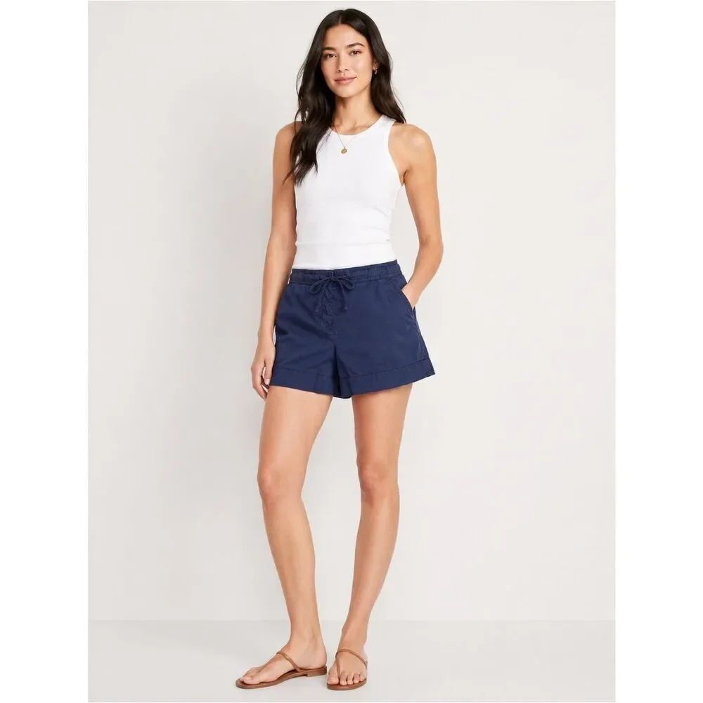 J Crew Navy Casual Tie Front Shorts size 6